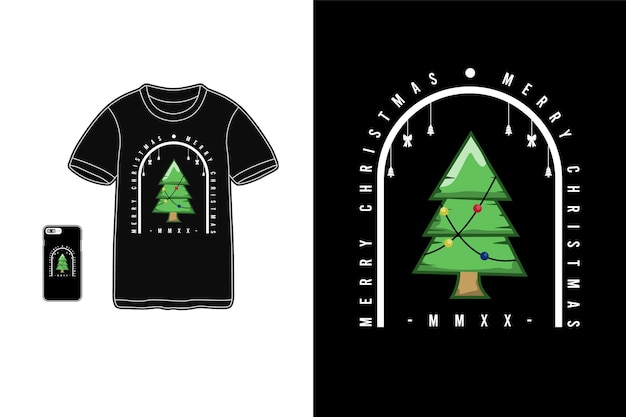 Premium Vector | Merry christmas mmxx, t-shirt merchandise mockup