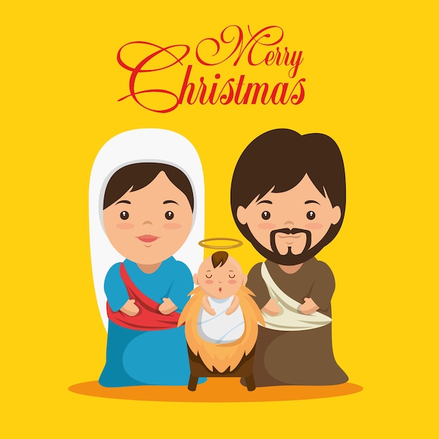 Download Merry christmas nativity scene with holy family | Premium ...