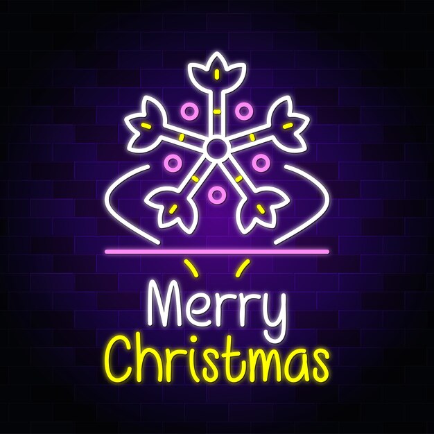 Premium Vector | Merry christmas neon design, neon text sign vector