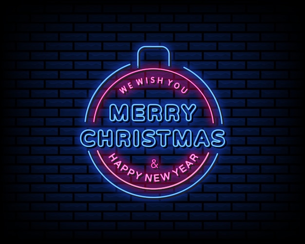 Premium Vector | Merry christmas neon sign