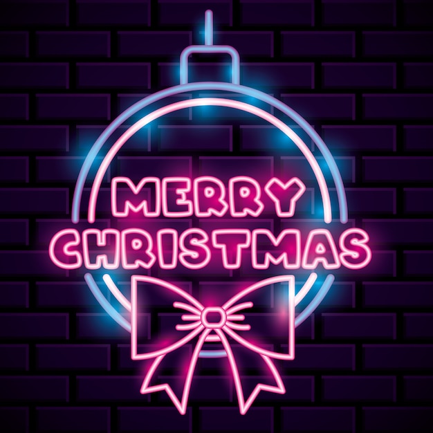 Premium Vector | Merry christmas neon.