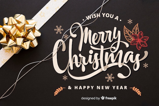 Merry christmas & new year background Free Vector