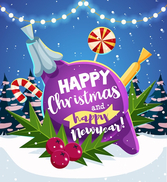 Premium Vector | Merry christmas and new year greeting ...