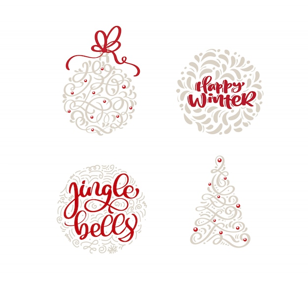 Download Merry christmas ornamental sticker pack | Premium Vector