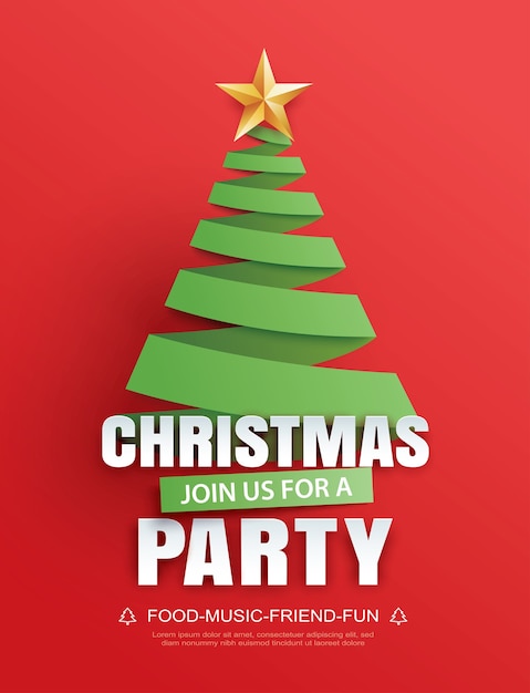 Premium Vector | Merry christmas party invitation card tree symbol in ...