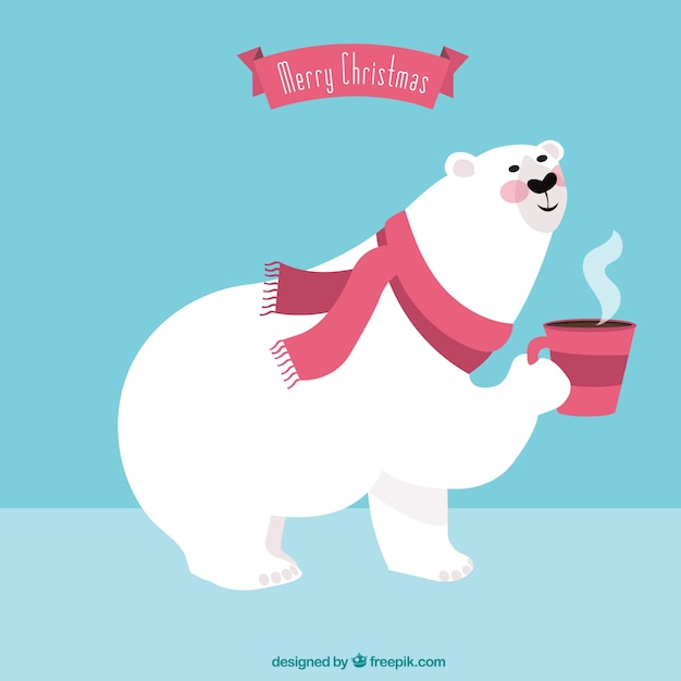 Merry christmas polar bear card Vector | Free Download