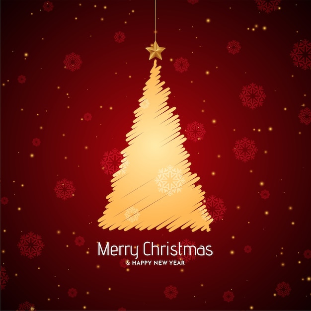 Free Vector | Merry christmas red background with sketch tree design