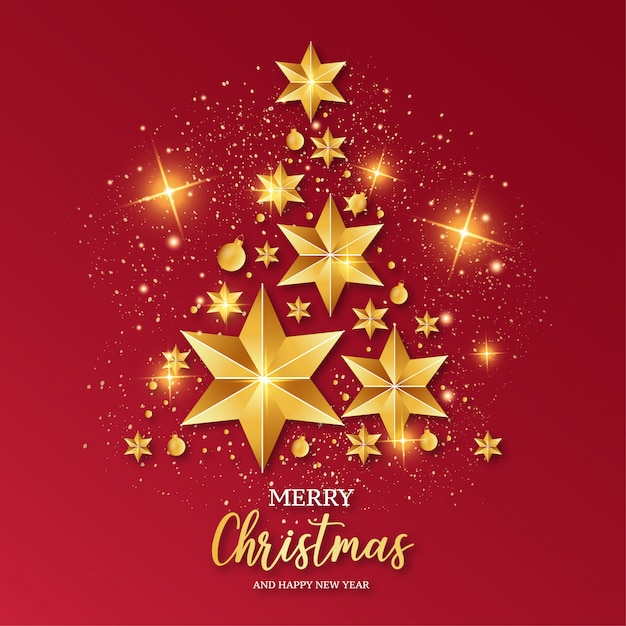 Merry christmas red card template Vector | Free Download