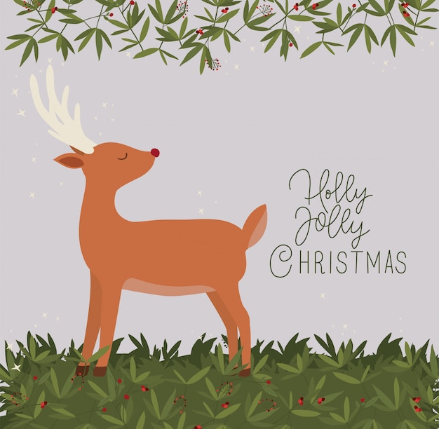 Merry christmas reindeer illustration Vector | Premium Download