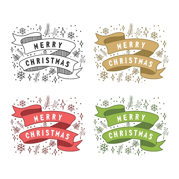 Download Merry christmas ribbon rustic Vector | Premium Download