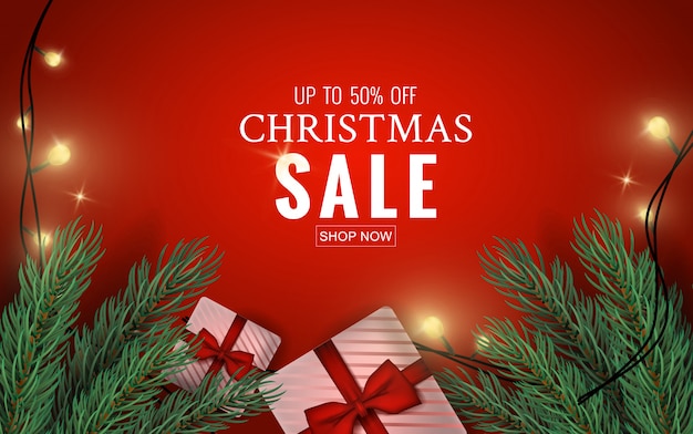 Premium Vector | Merry christmas sale background