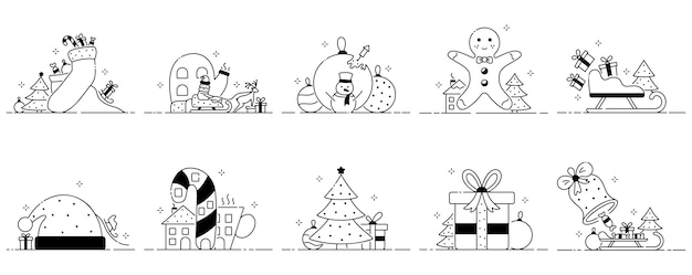 Premium Vector | Merry christmas set of funny illustrations