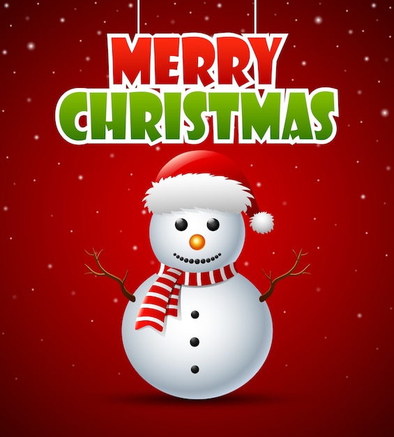 Premium Vector | Merry christmas snowman greeting card