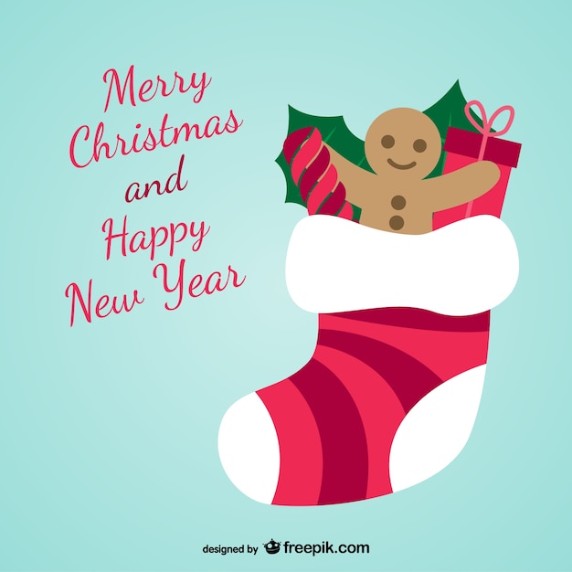 Download Free Vector | Merry christmas sock vector