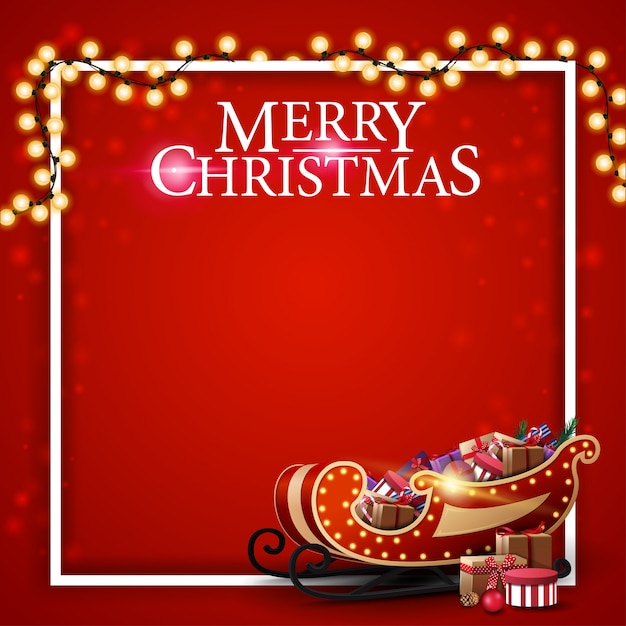 Download Merry christmas, square red background for greeting card ...