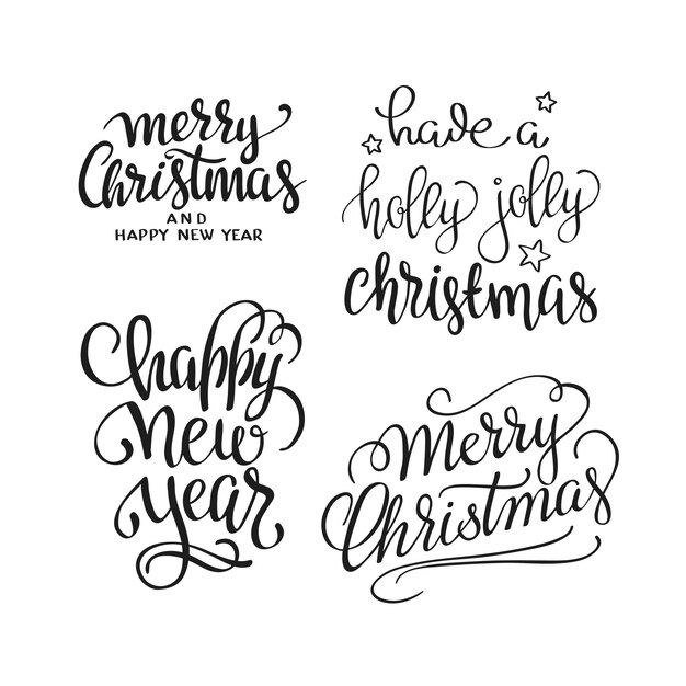 Download Free Vector Merry Christmas Text Calligraphic Lettering Design Set Creative Typography For Holiday Greetings SVG Cut Files