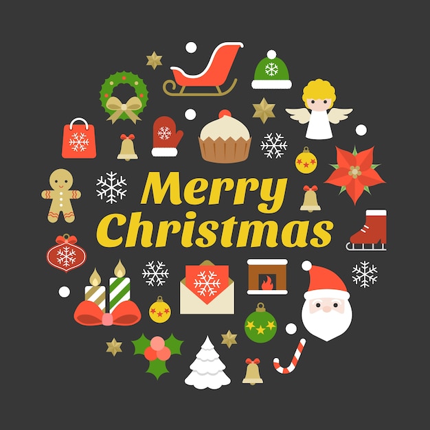 Premium Vector Merry Christmas Typography Font And Elements On Black Background