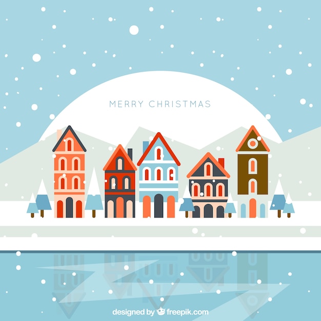 Download Merry christmas village Vector | Free Download