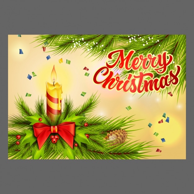 Premium Vector | Merry christmas with a burning candle
