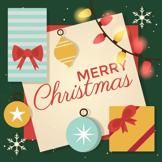 Free Vector Merry christmas with gift boxes and ornaments