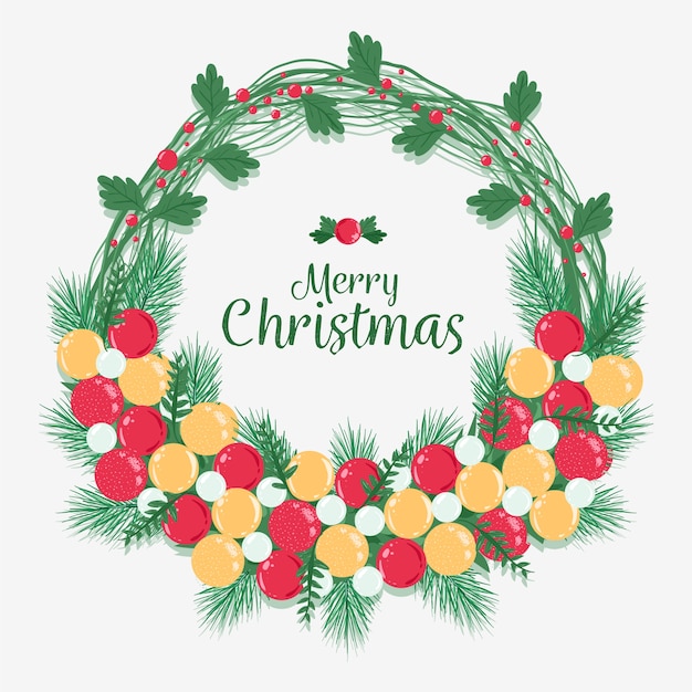Free Vector  Merry christmas in wreath