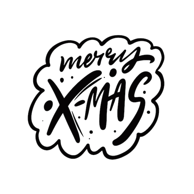 Premium Vector | Merry xmas hand drawn black color holiday text ...