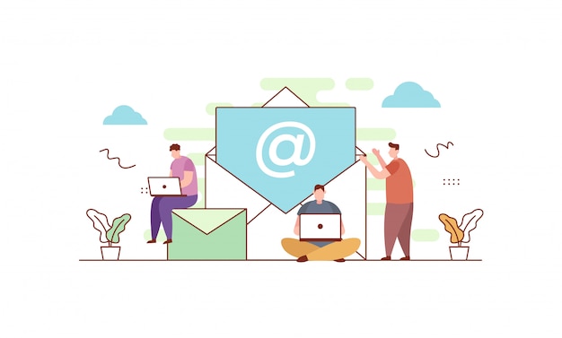 Message us in flat style Premium Vector