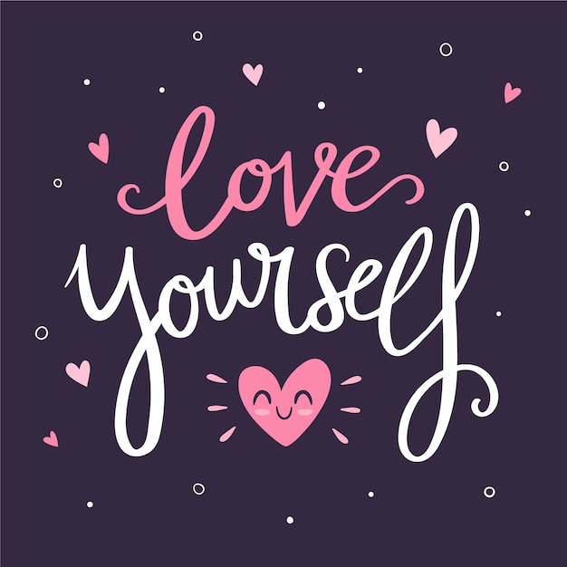 Download Message with self love lettering | Free Vector