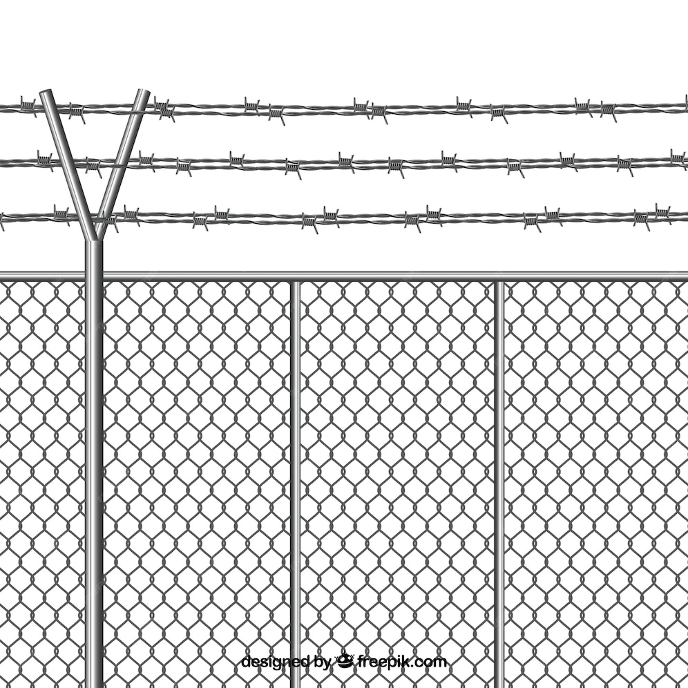 Free Vector | Metal fence with barbed wire