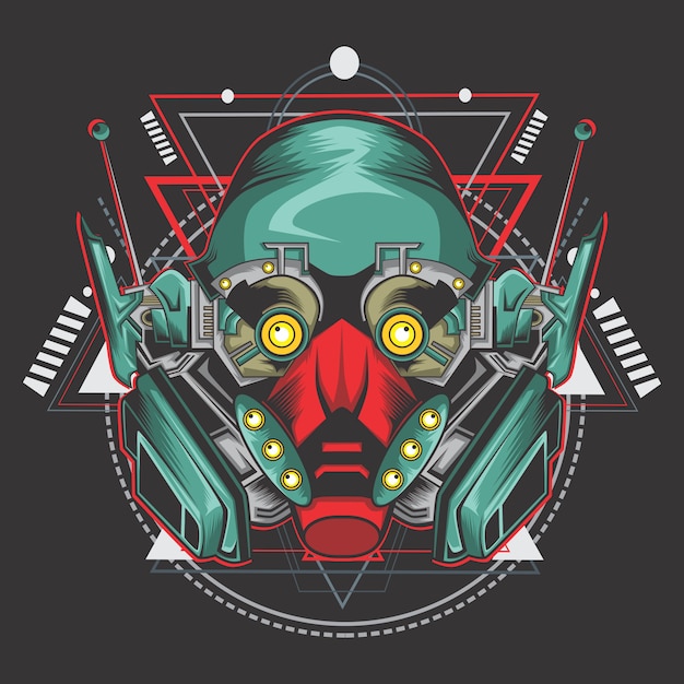 Premium Vector | Metal head robot