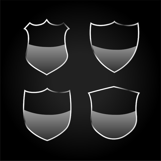 Free Vector | Metallic black shield or badges icons set