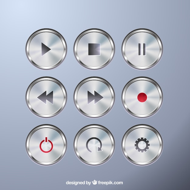 Download Metallic buttons collection Vector | Free Download