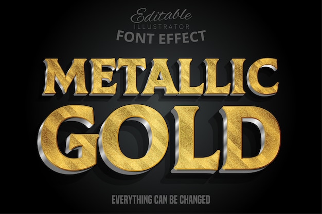 Premium Vector | Metallic Gold 3d Text Effect With Silver Extrude