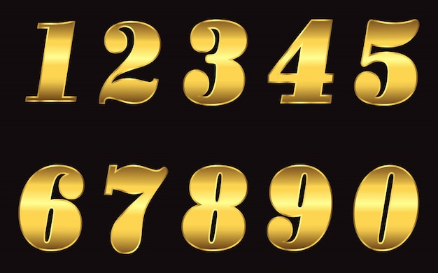 Premium Vector | Metallic gold numbers