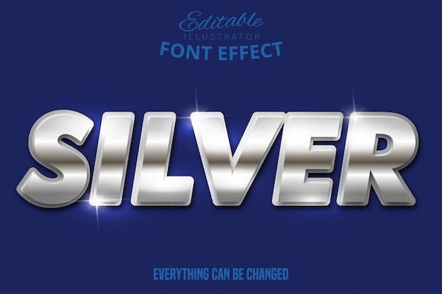 Metallic Silver Text Effect Shiny Silver Alphabet Style Premium Vector