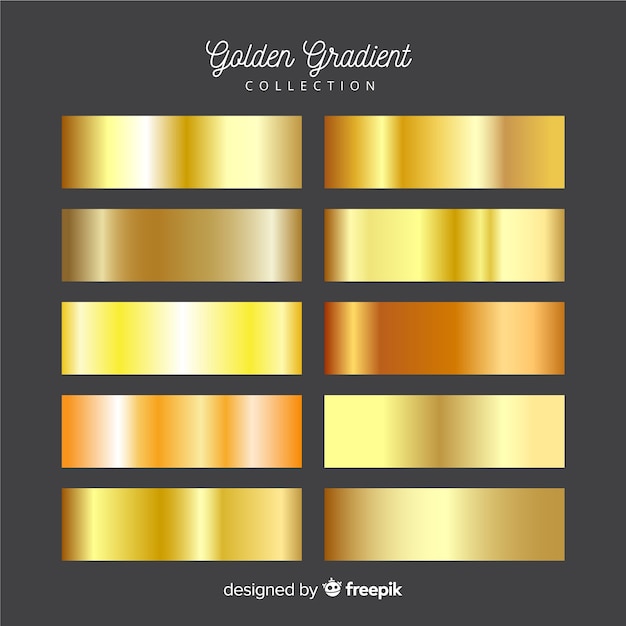Metallic texture gold gradient set | Free Vector