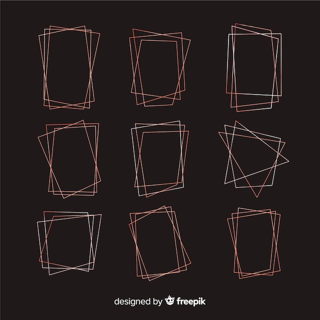 Metallic texture rose gold frame set Free Vector