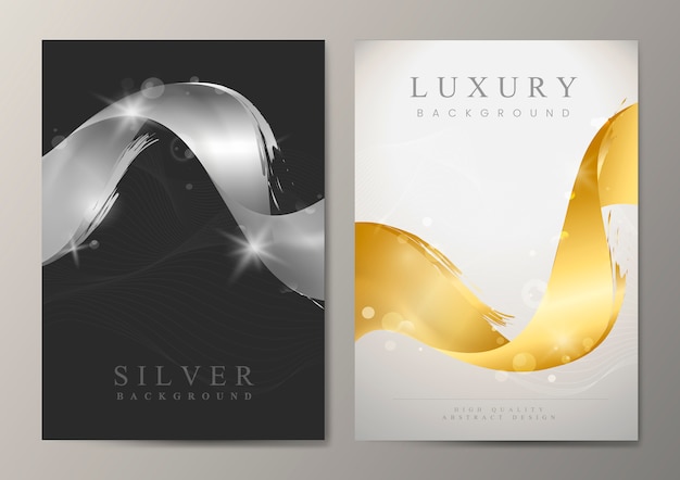 Metallic wave abstract background set Free Vector