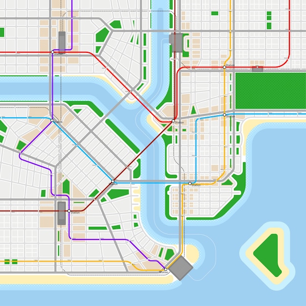 Premium Vector | Metro Or Subway Map Design Template