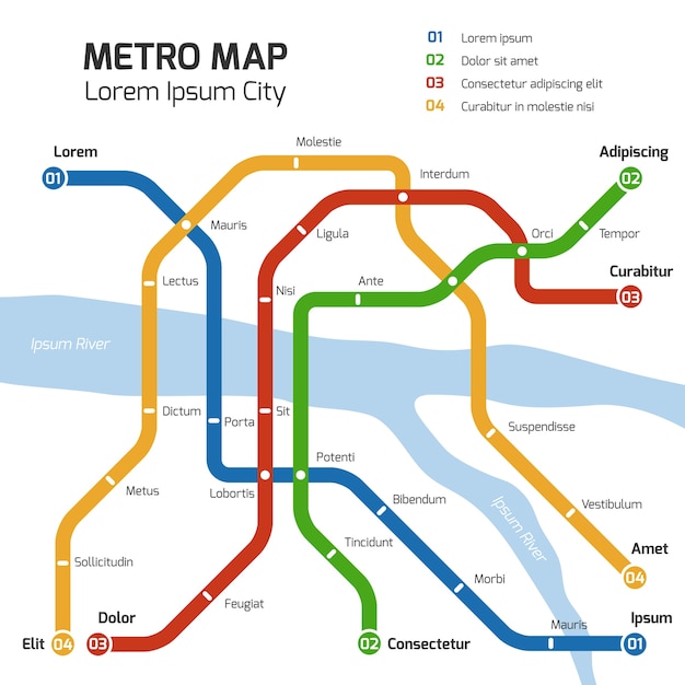 Premium Vector | Metro subway map