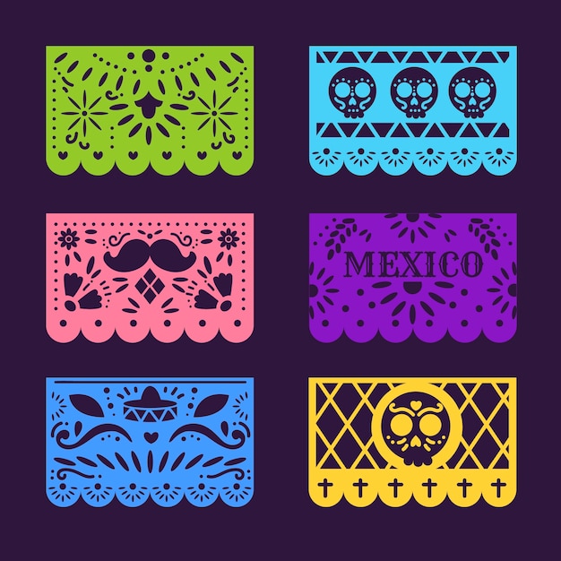 Free Vector | Mexican bunting collection