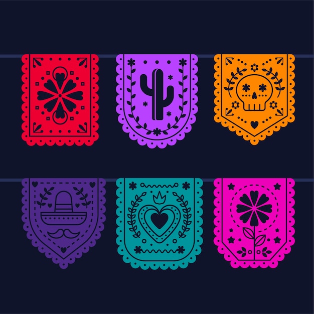 Free Vector | Mexican bunting collection