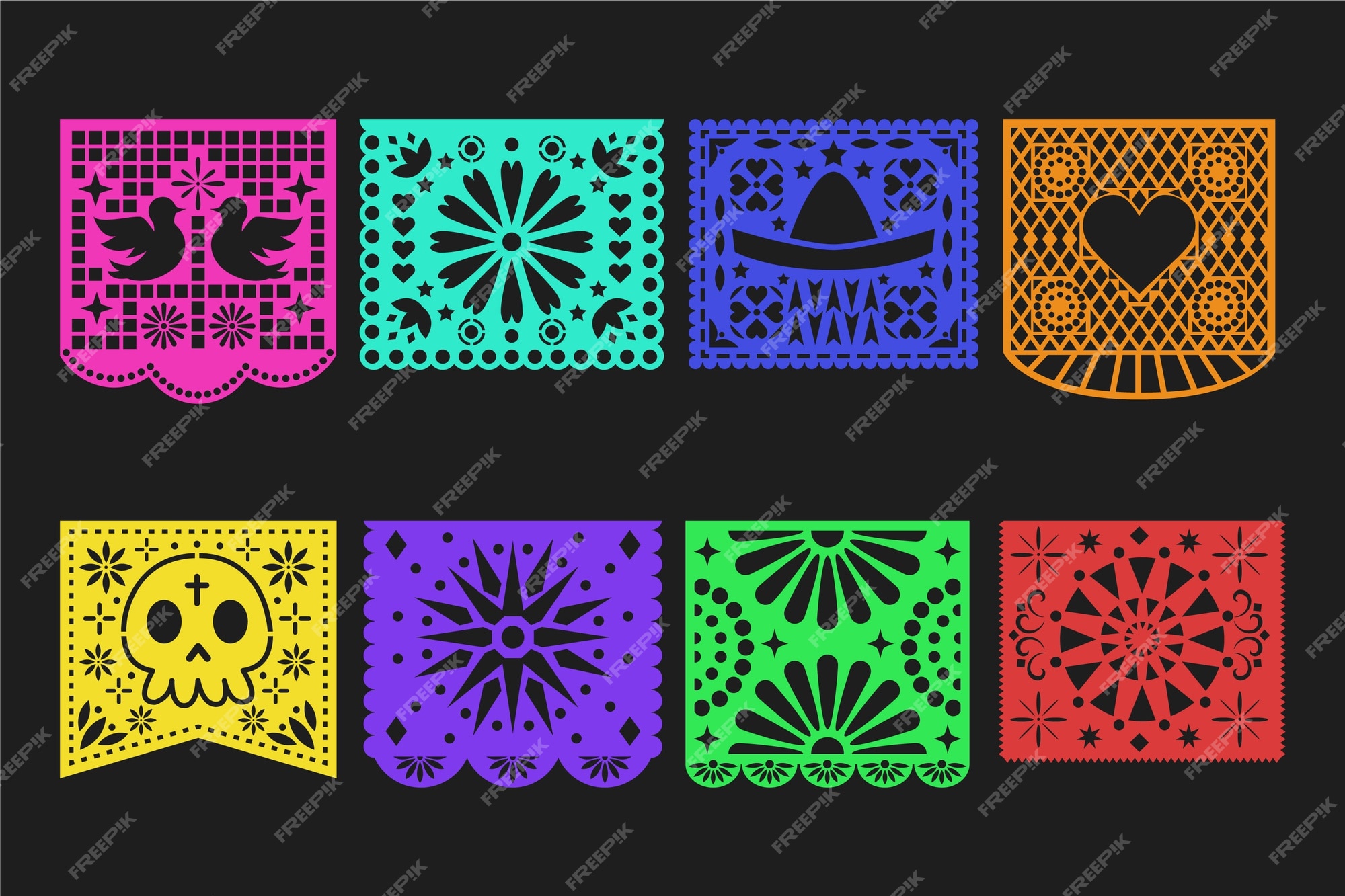 Free Vector | Mexican bunting themed party collection