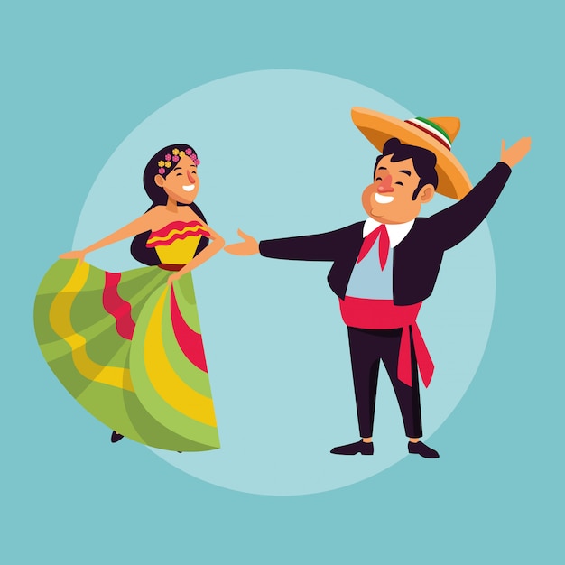 Premium Vector | Mexican couple cartoons