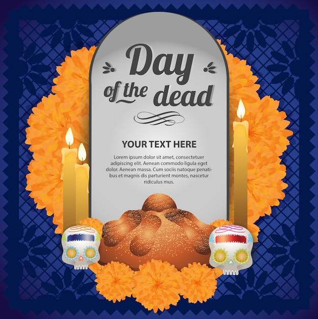 Premium Vector Mexican day of the dead altar copy space template