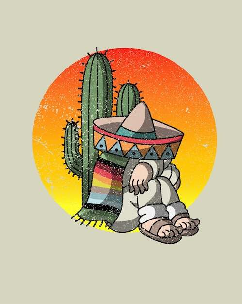 Premium Vector | Mexican drunk cactus