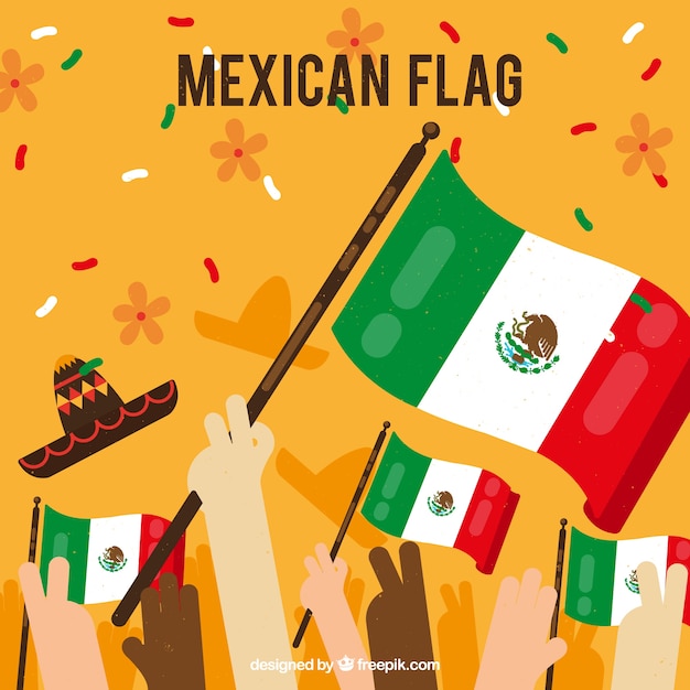 Mexican flag background with crowd