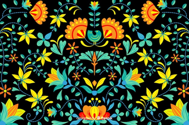 Featured image of post Border Mexican Floral Pattern : Bright boho floral upper border vector.