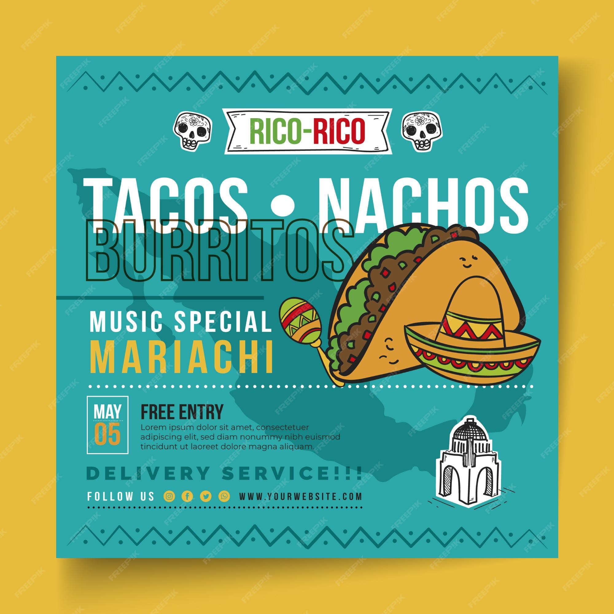 Free Vector | Mexican food flyer square