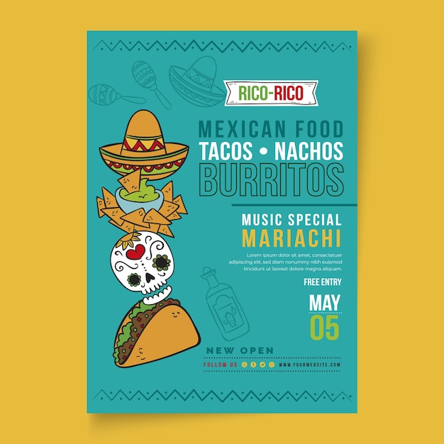 Premium Vector | Mexican food flyer vertical